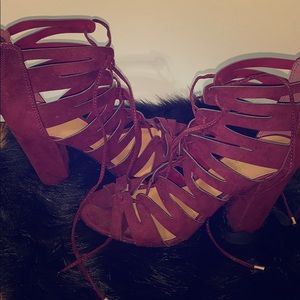 Burgundy Strappy Heels